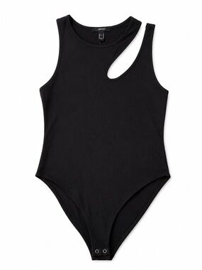 Forever 21 Black Asymmetric One-Piece Bodysuit